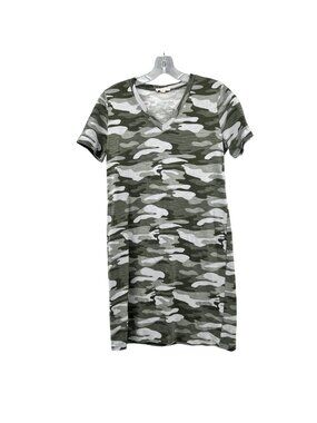 Como Blu Camo T-Shirt Dress Green/Gray V-Neck Womens Size Small